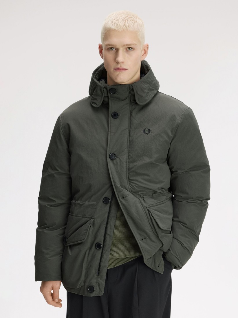 Casaco com Capuz Fred Perry Padded Parka Verde Casaco com Capuz Fred Perry Padded Parka Verde