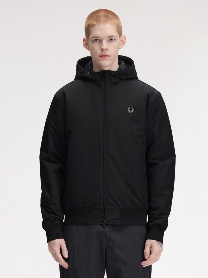 Casaco com Capuz Fred Perry Brentham Preto e Verde Casaco com Capuz Fred Perry Brentham Preto e Verde