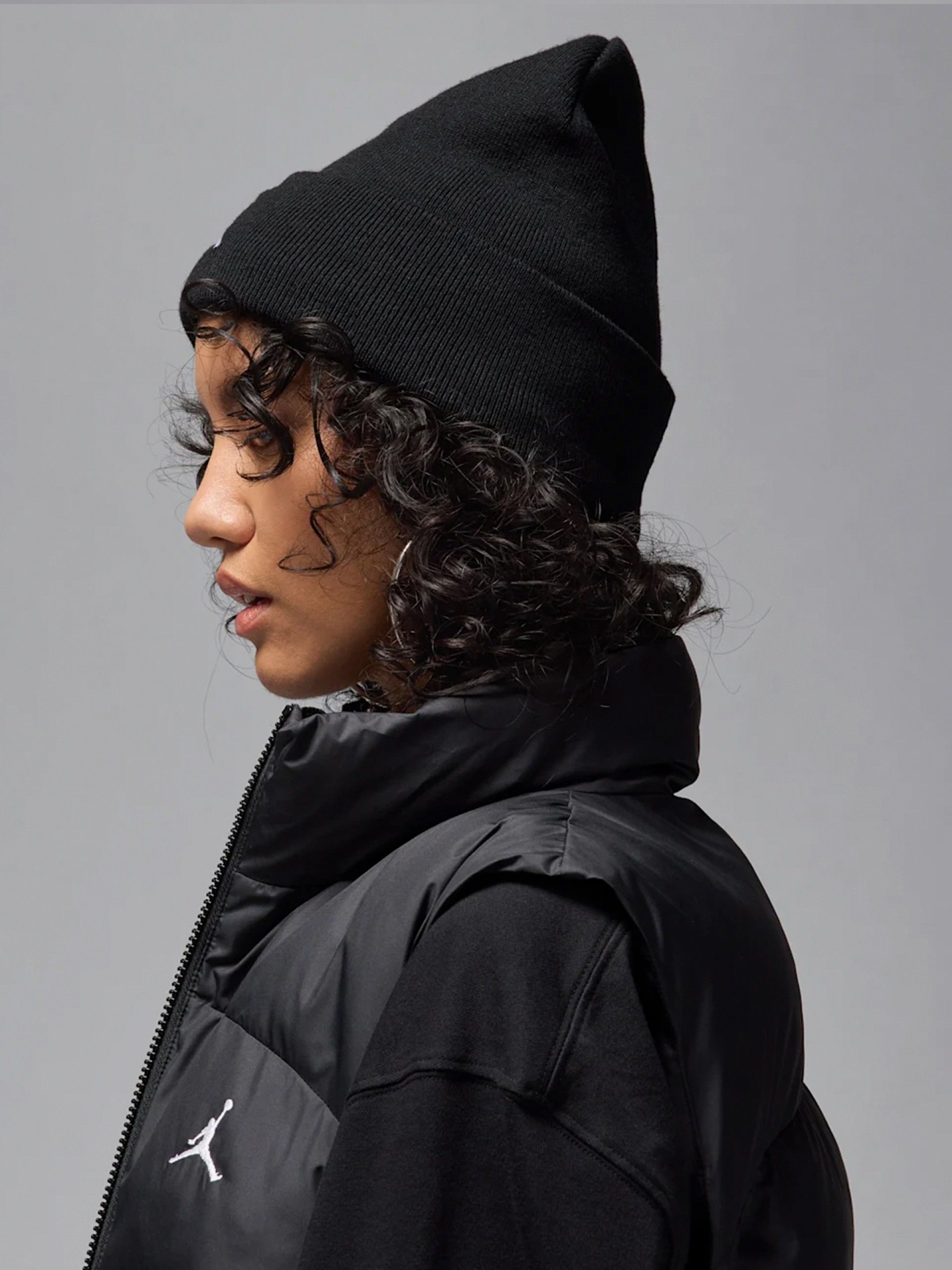 Nike Jordan Peak Satin Lined Black Beanie