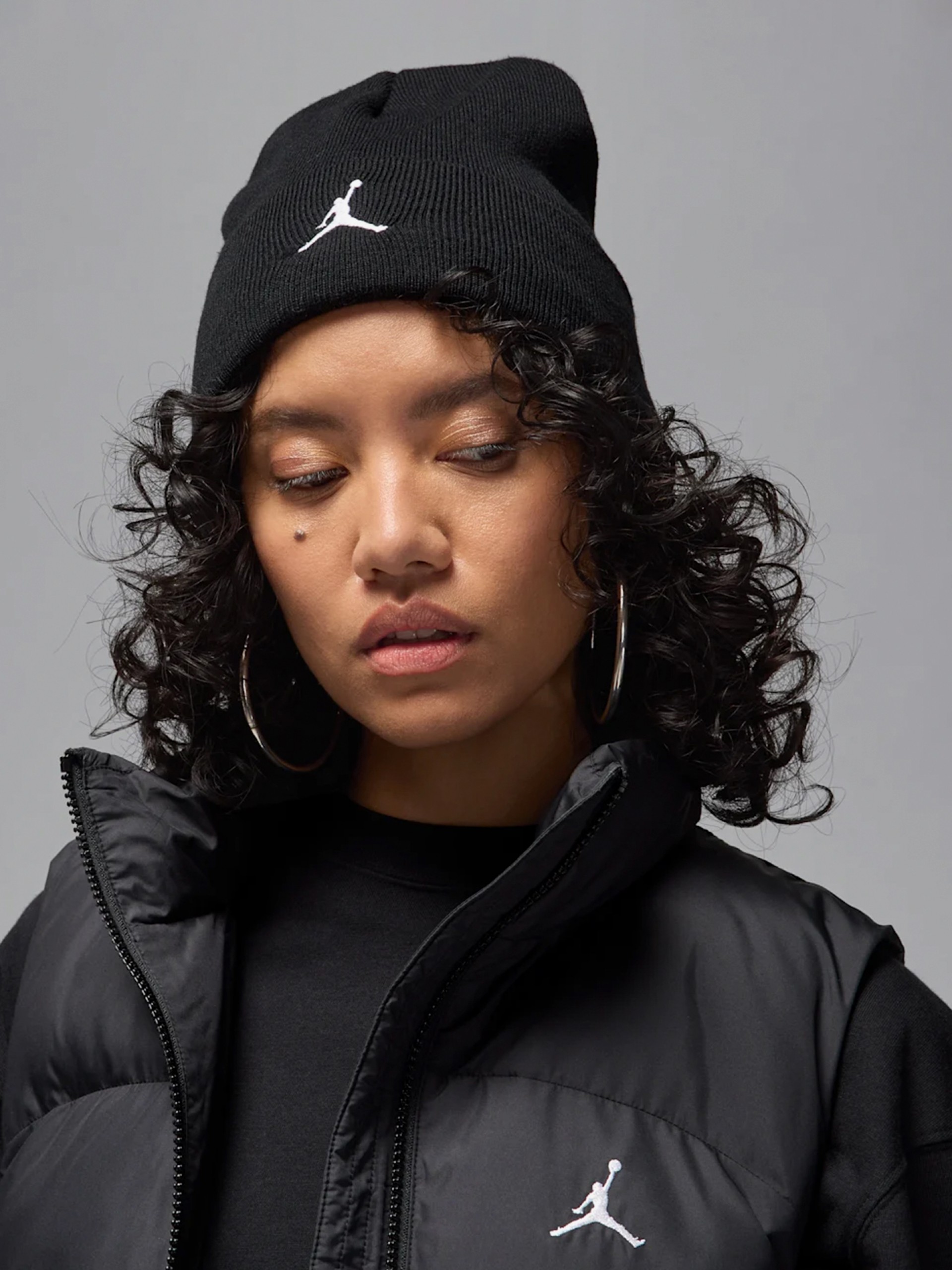 Nike Jordan Peak Satin Lined Black Beanie