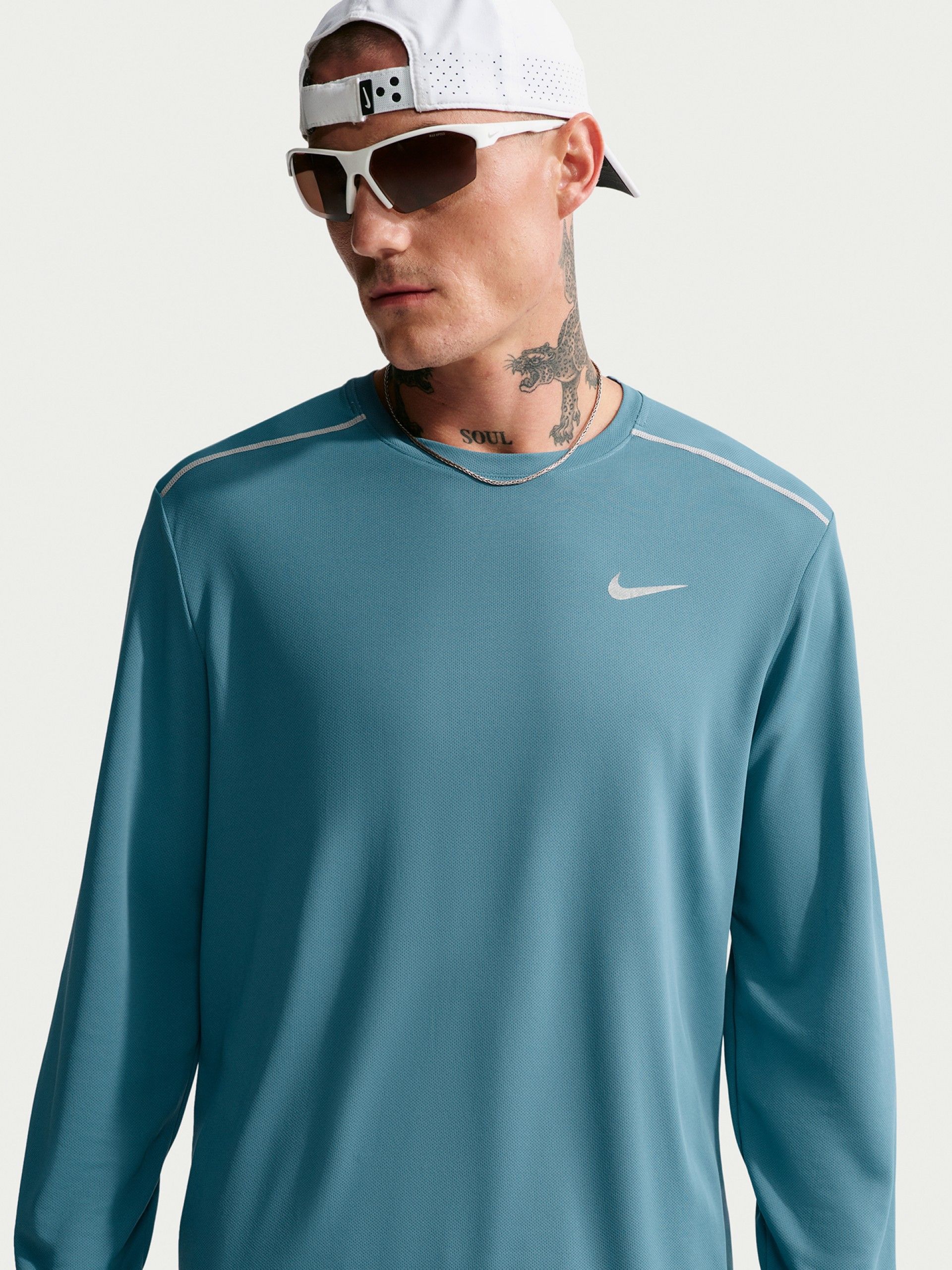 Nike Miler Dri-FIT Blue Running Long-Sleeve Top For Men