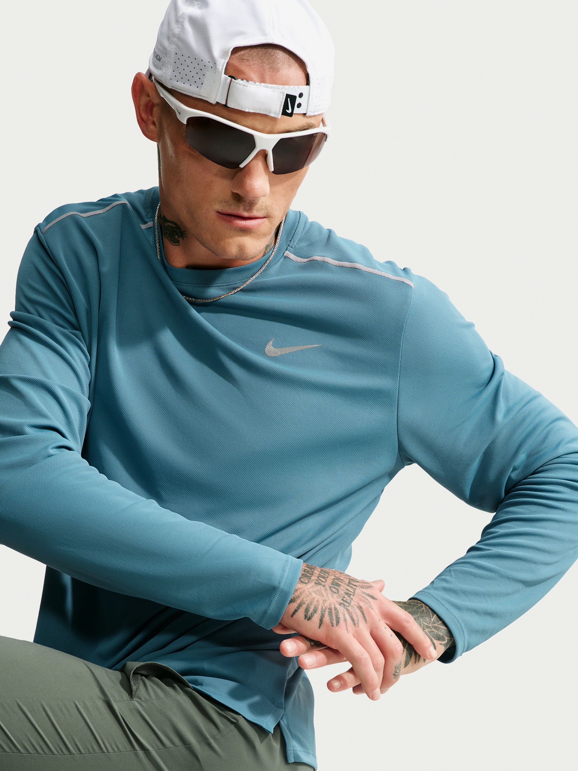 Nike Miler Dri-FIT Blue Running Long-Sleeve Top For Men
