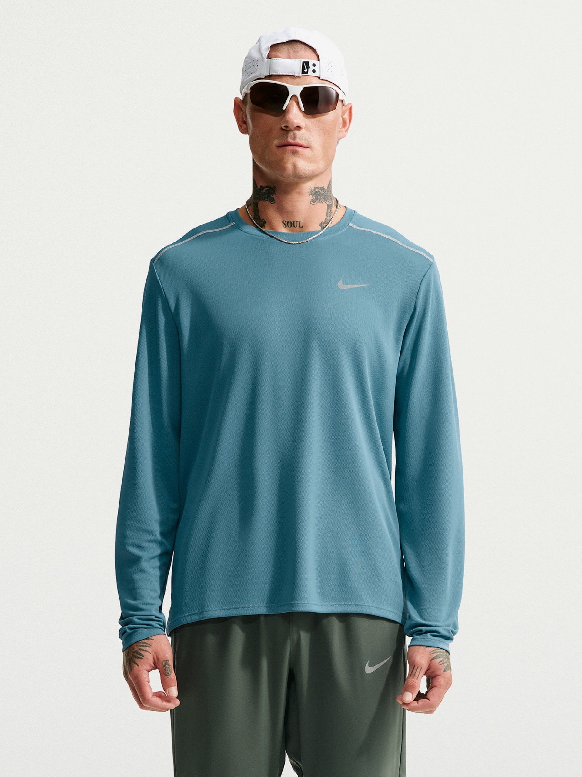 Nike Miler Dri-FIT Blue Running Long-Sleeve Top For Men