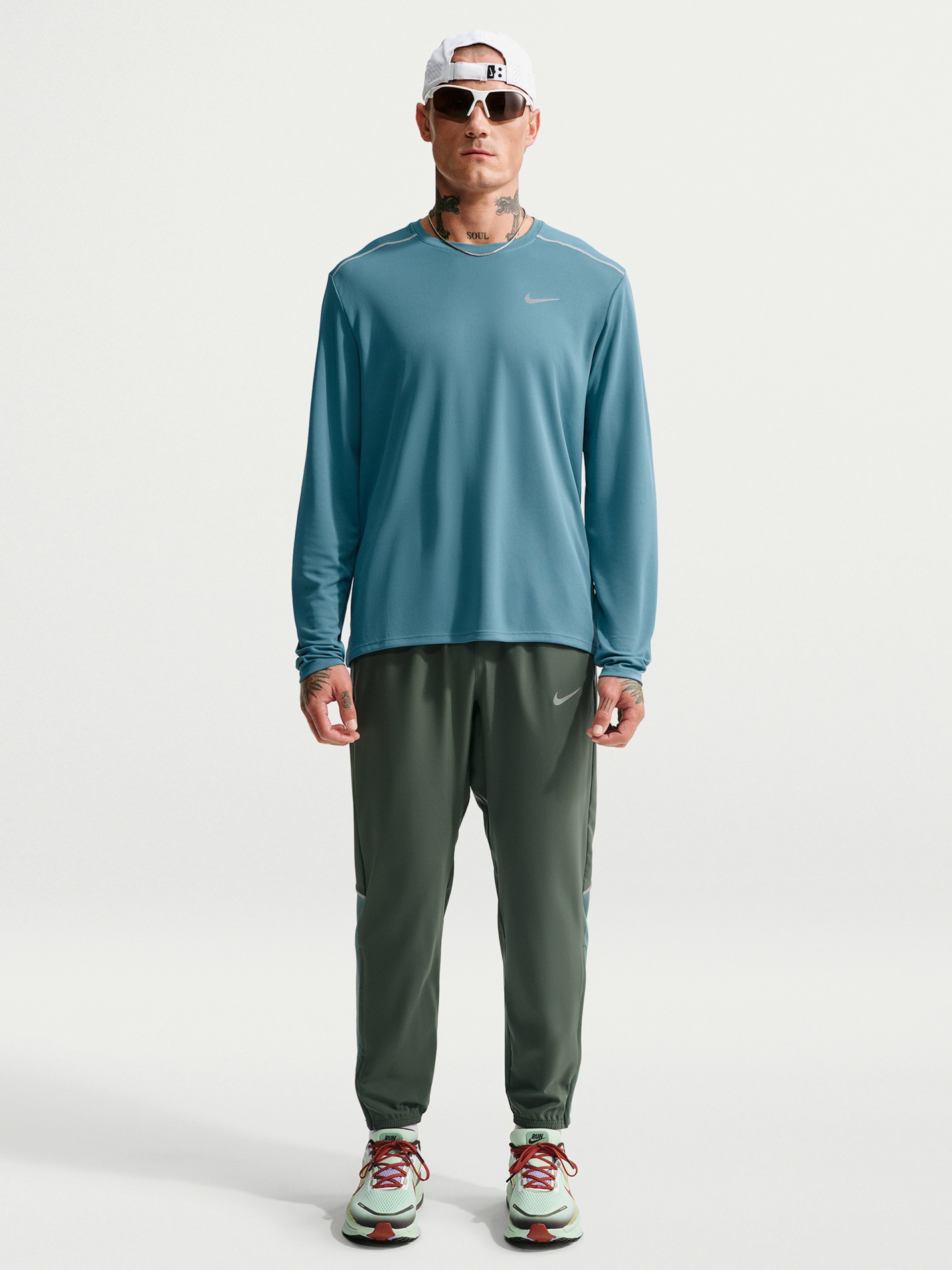 Nike Miler Dri-FIT Blue Running Long-Sleeve Top For Men