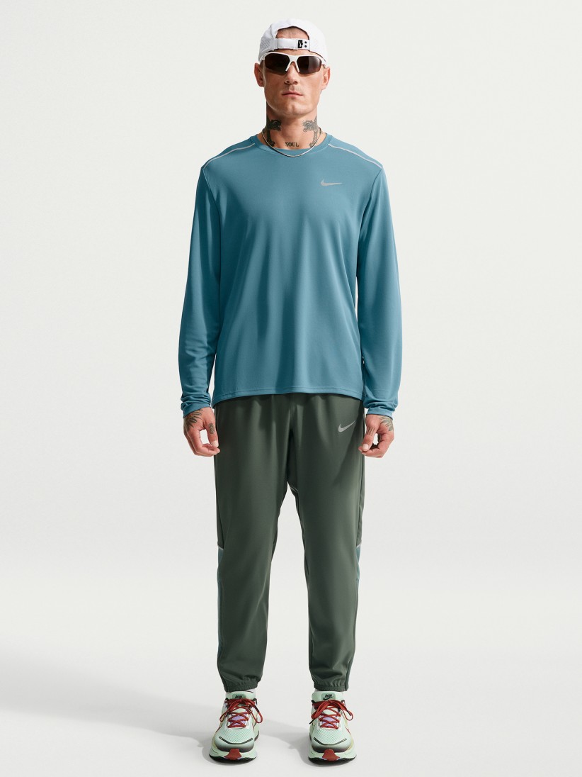 Camisola de Running Nike Miler Dri-FIT Azul Para Homem Camisola de Running Nike Miler Dri-FIT Azul Para Homem
