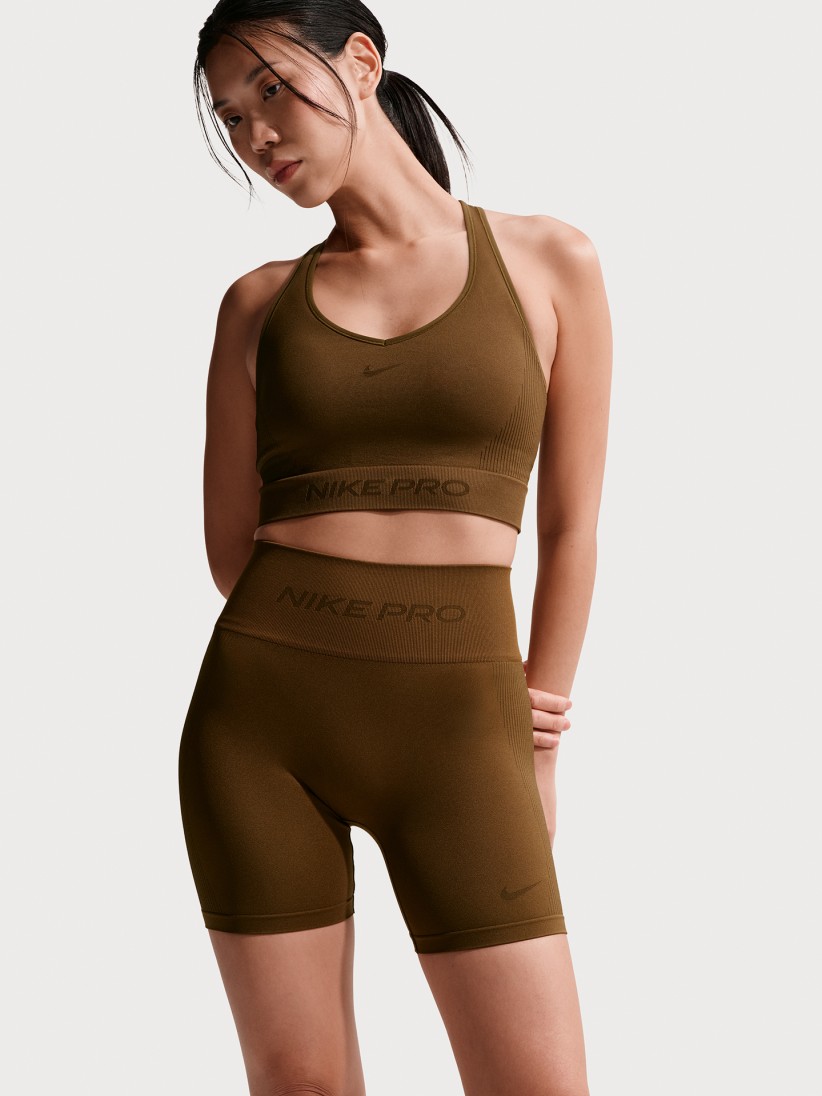 Nike Pro Seamless Dri-FIT 13cm Brown Biker Shorts For Women