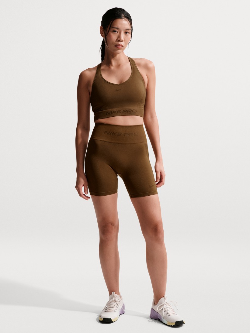 Nike Pro Seamless Dri-FIT 13cm Brown Biker Shorts For Women