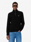 Lacoste High Neck Carded Wool Black Zip Sweater Lacoste High Neck Carded Wool Black Zip Sweater
