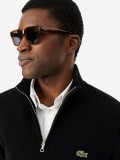 Lacoste High Neck Carded Wool Black Zip Sweater Lacoste High Neck Carded Wool Black Zip Sweater