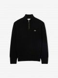 Lacoste High Neck Carded Wool Black Zip Sweater Lacoste High Neck Carded Wool Black Zip Sweater