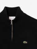 Lacoste High Neck Carded Wool Black Zip Sweater Lacoste High Neck Carded Wool Black Zip Sweater