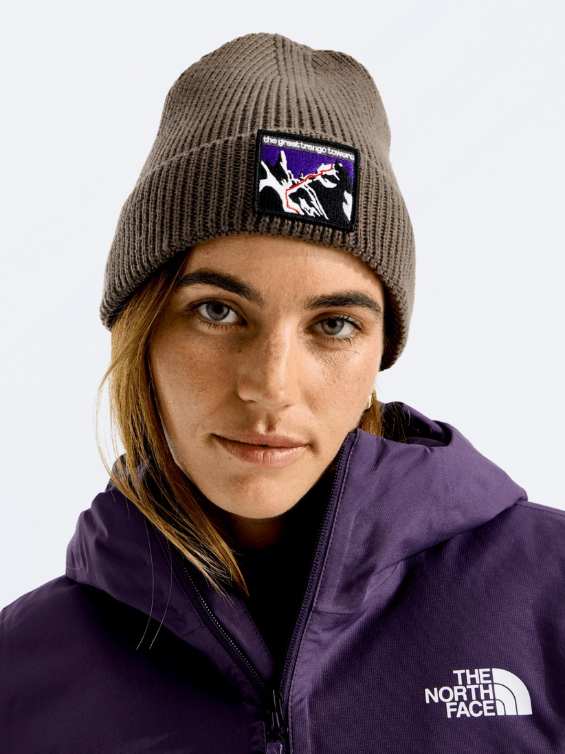 The North Face Logo Box Cuff Brown Beanie