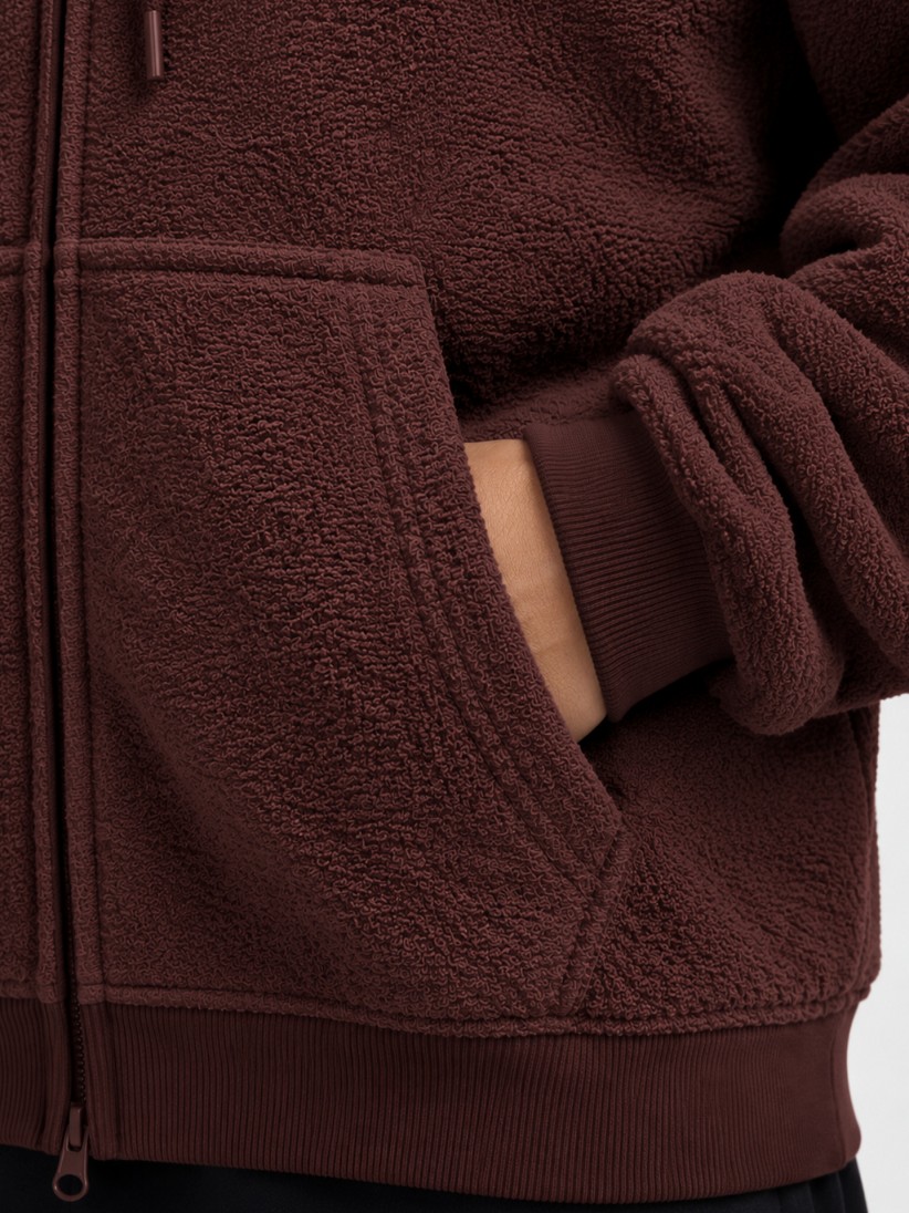 Nike Studio Fleece Plush Burgundy Hooded Jacket For Women Nike Studio Fleece Plush Burgundy Hooded Jacket For Women