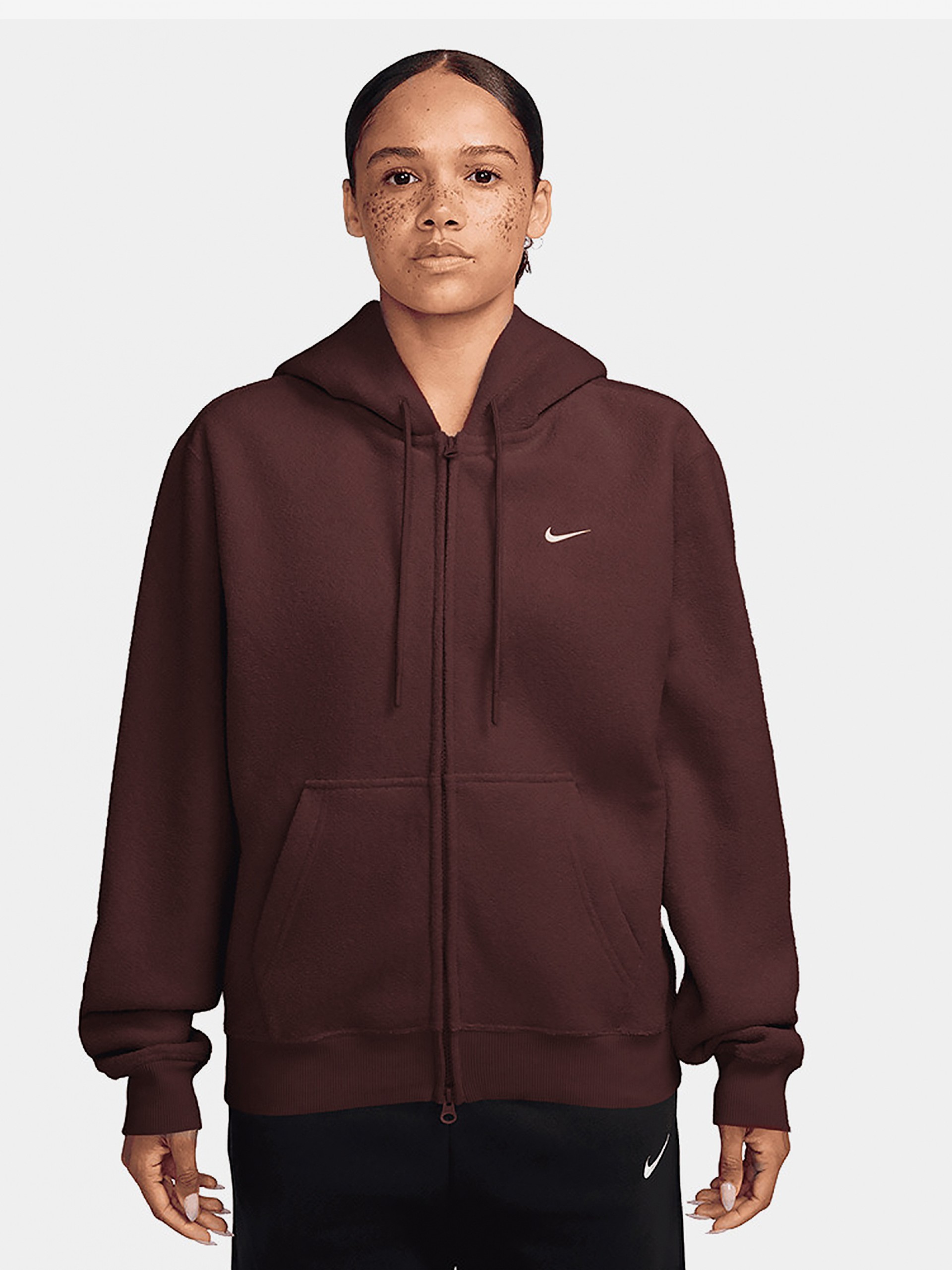 Casaco com Capuz Nike Studio Fleece Plush Bordeaux Para Mulher