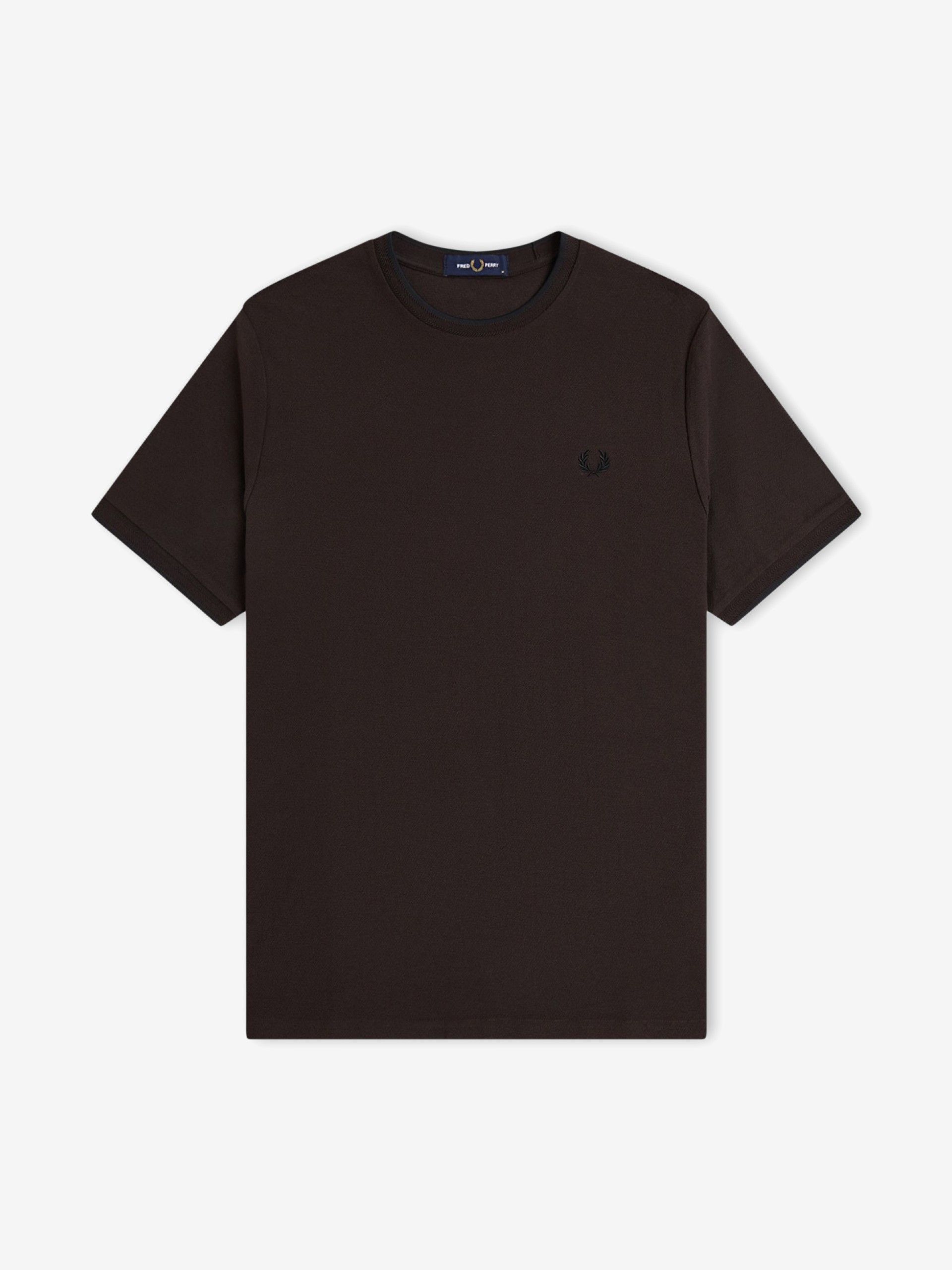 Camiseta Fred Perry Trim Detail Crepe Piqué Marrón