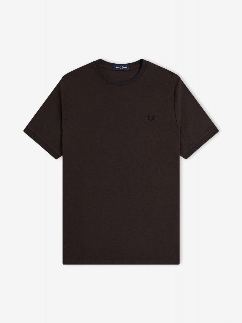 Camiseta Fred Perry Trim Detail Crepe Piqué Marrón Camiseta Fred Perry Trim Detail Crepe Piqué Marrón