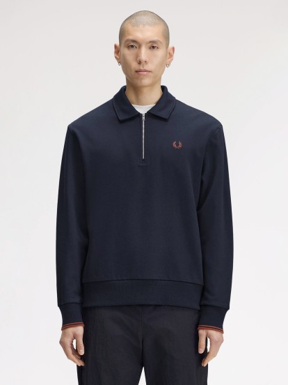 Sudadera con Cremallera Fred Perry Collared Azul