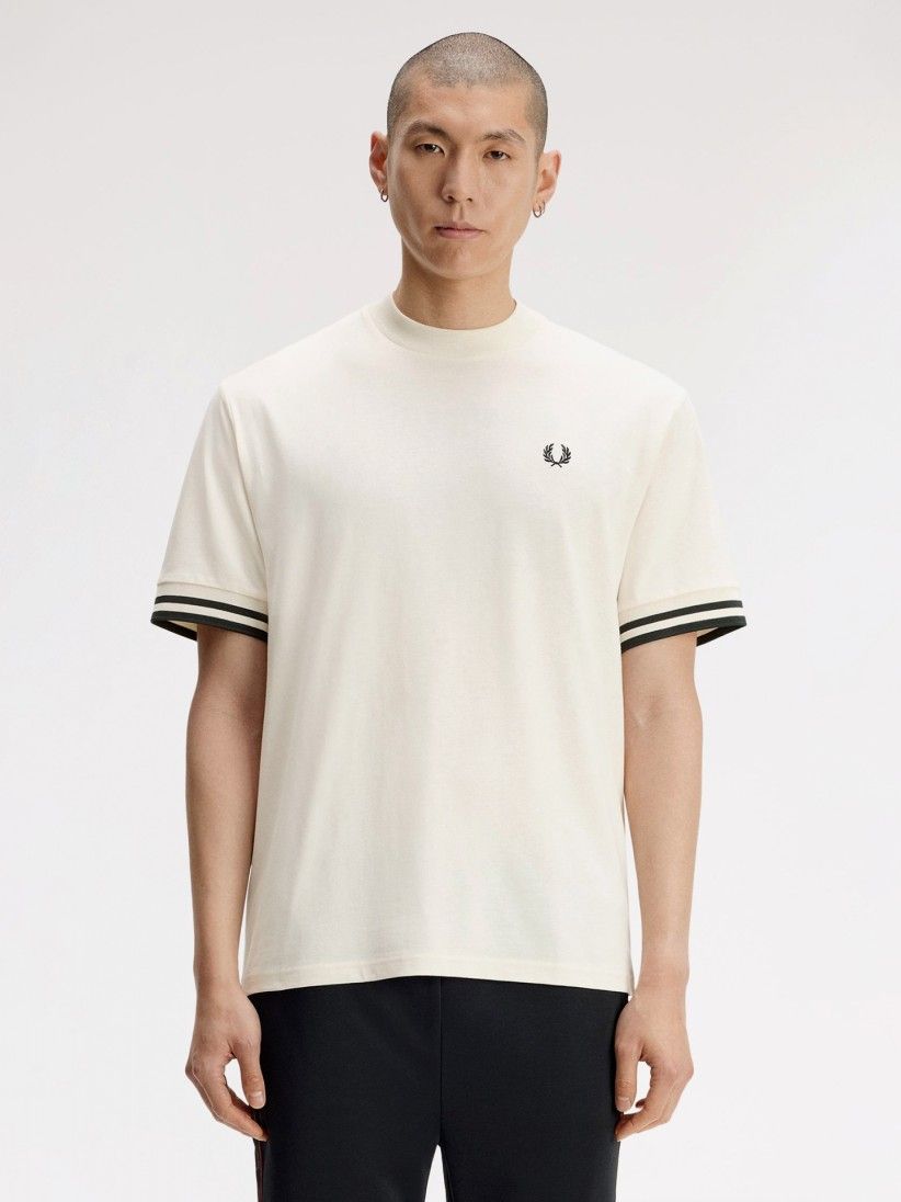 Fred Perry Bold Tipped Beige and Blue T-shirt