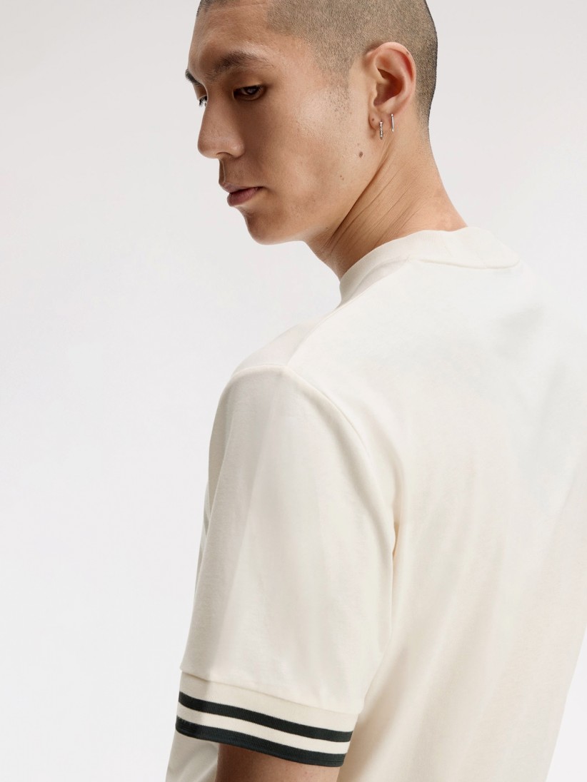 Fred Perry Bold Tipped Beige and Blue T-shirt