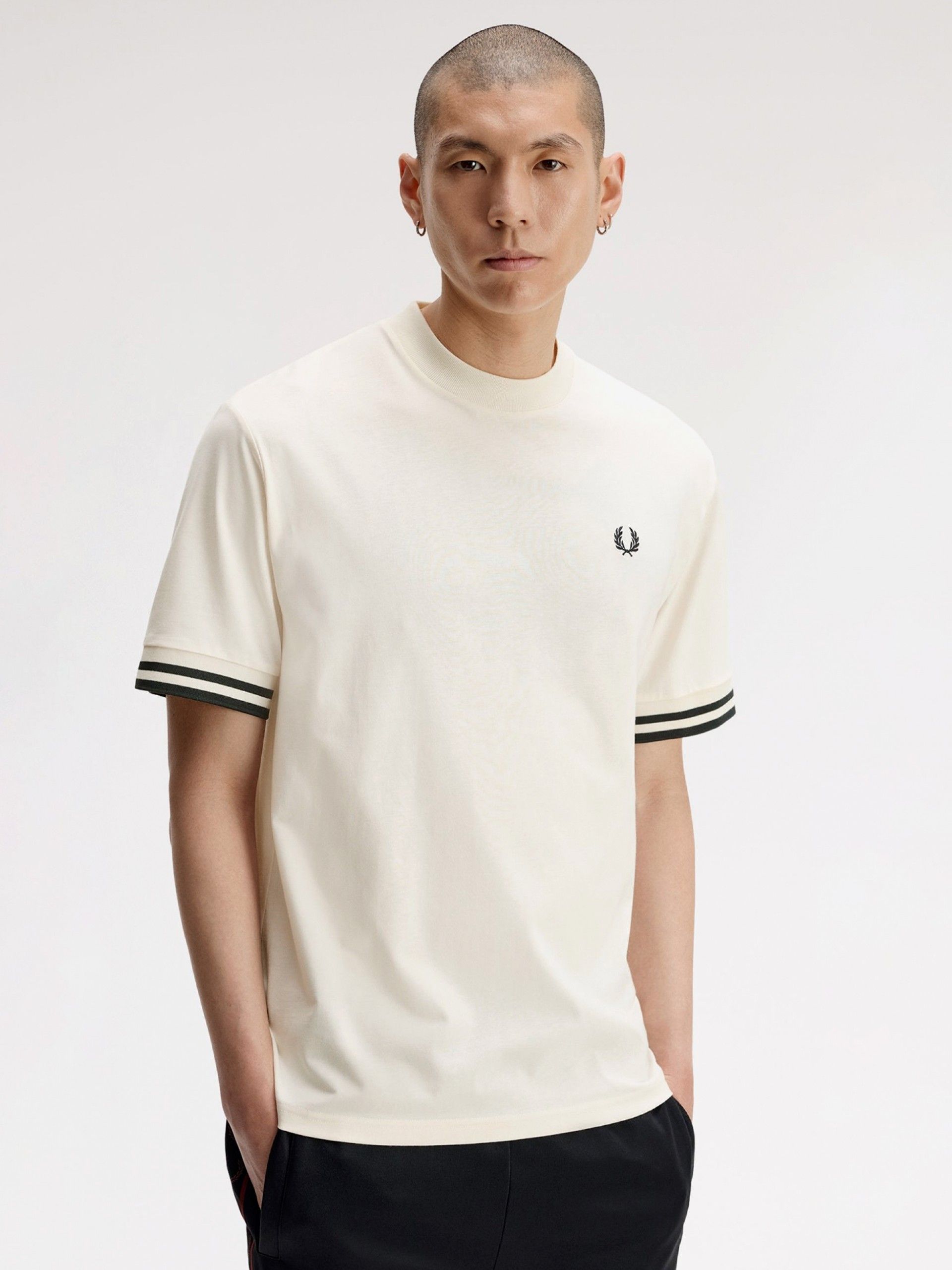 T-shirt Fred Perry Bold Tipped Bege e Azul