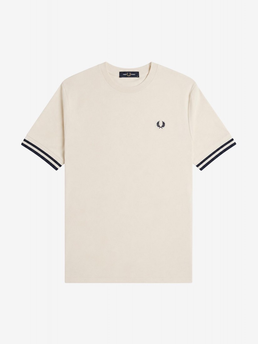 Fred Perry Bold Tipped Beige and Blue T-shirt