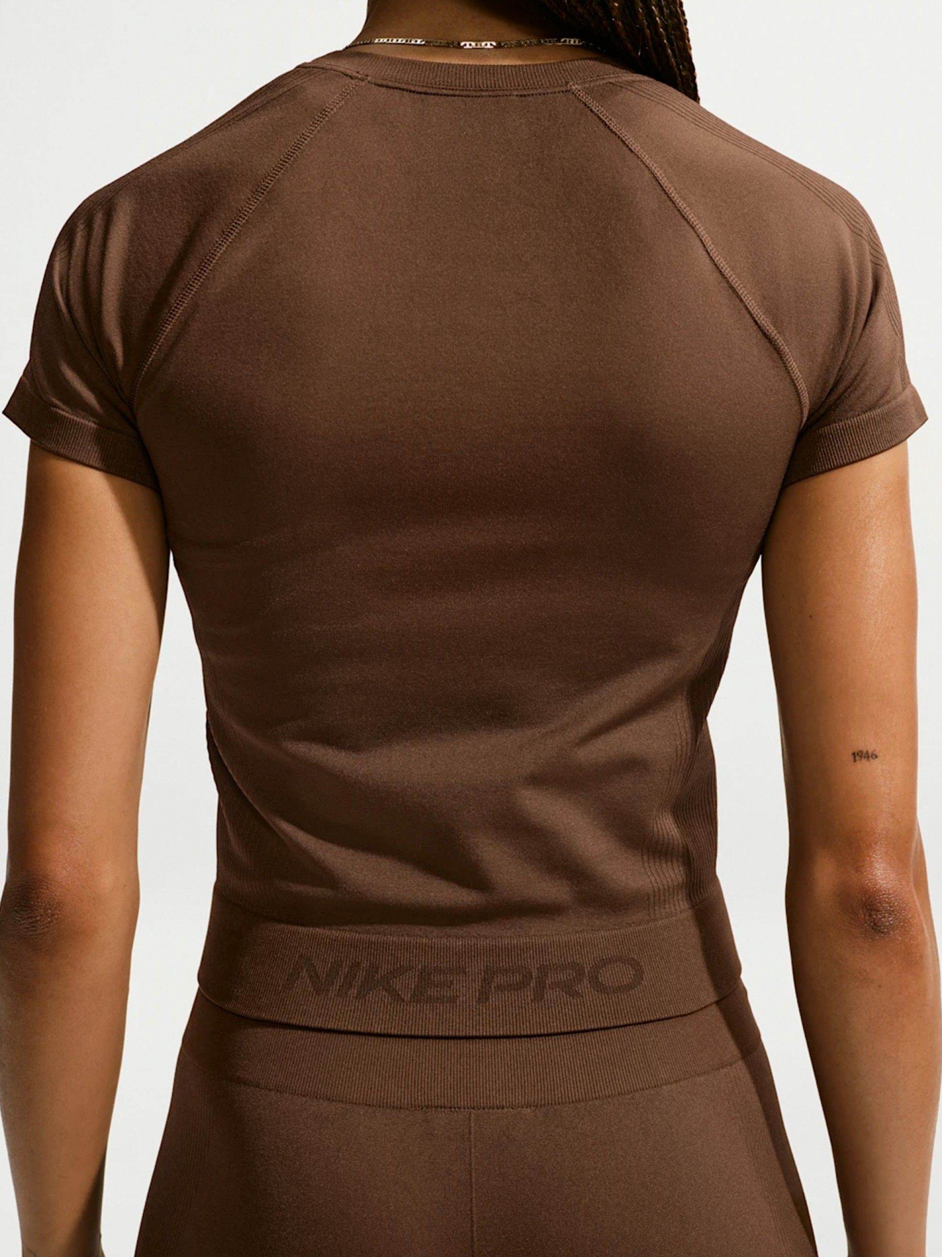 Nike Pro Seamless Dri-FIT Brown Training T-shirt For Women