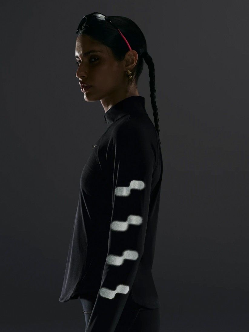 Sudadera con Cremallera de Running Nike Tempo Flash Dri-FIT Negra Para Mujer