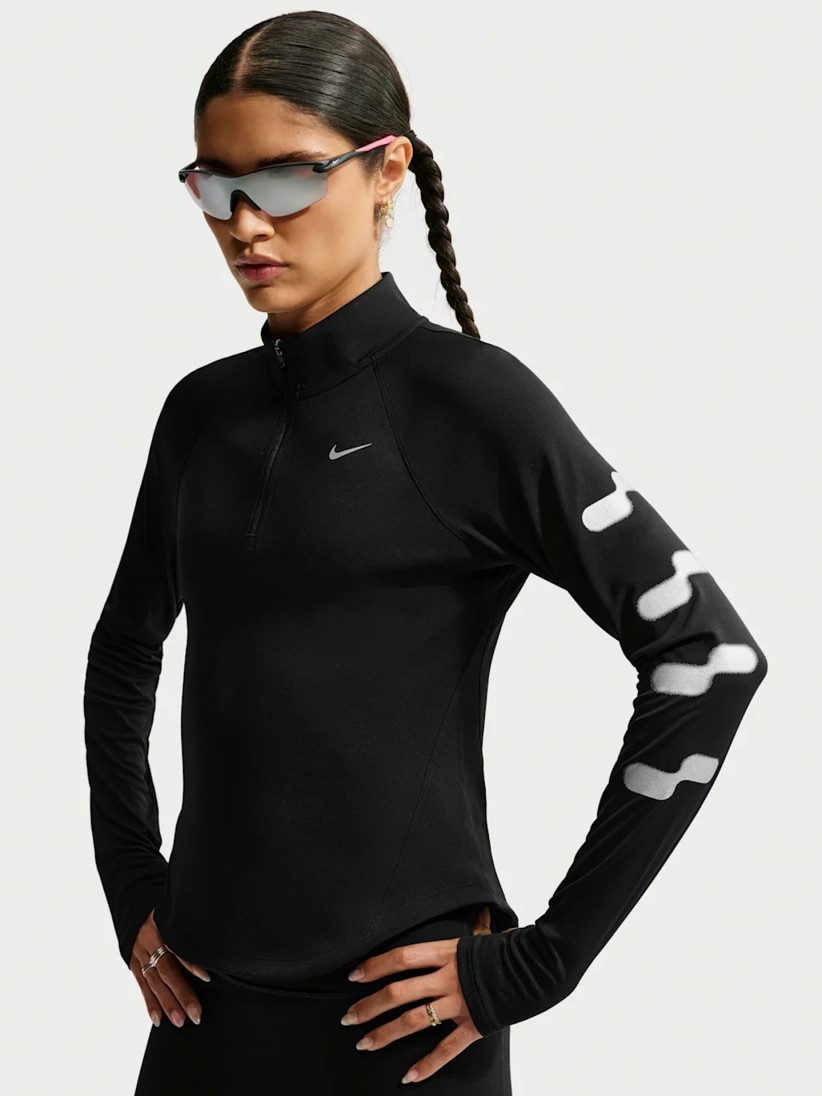 Sudadera con Cremallera de Running Nike Tempo Flash Dri-FIT Negra Para Mujer