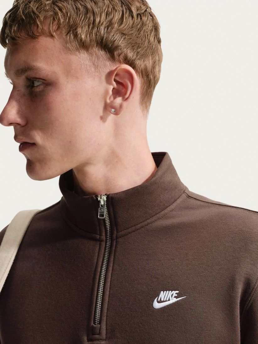 Nike Sportswear Club Fleece Brown Zip Sweater For Men