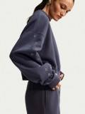 Nike Studio Fleece Oversized Cropped Blue Sweater For Women