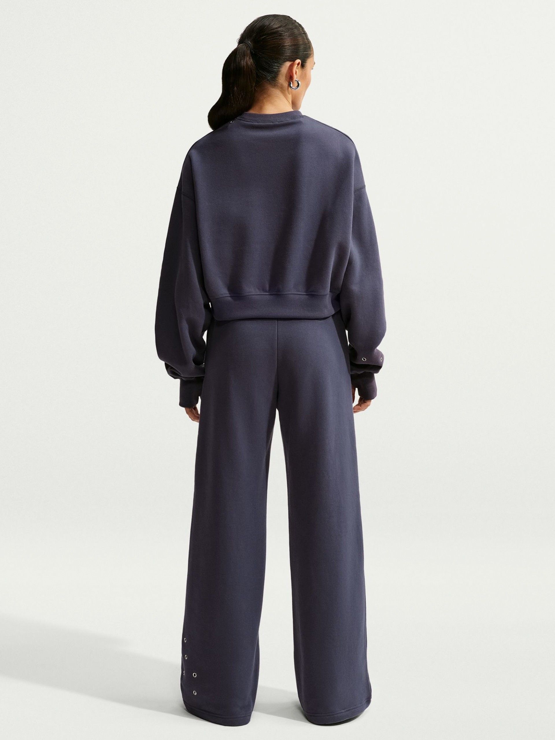 Camisola Nike Studio Fleece Oversized Cropped Azul Para Mulher