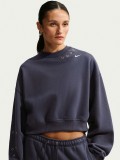 Nike Studio Fleece Oversized Cropped Blue Sweater For Women