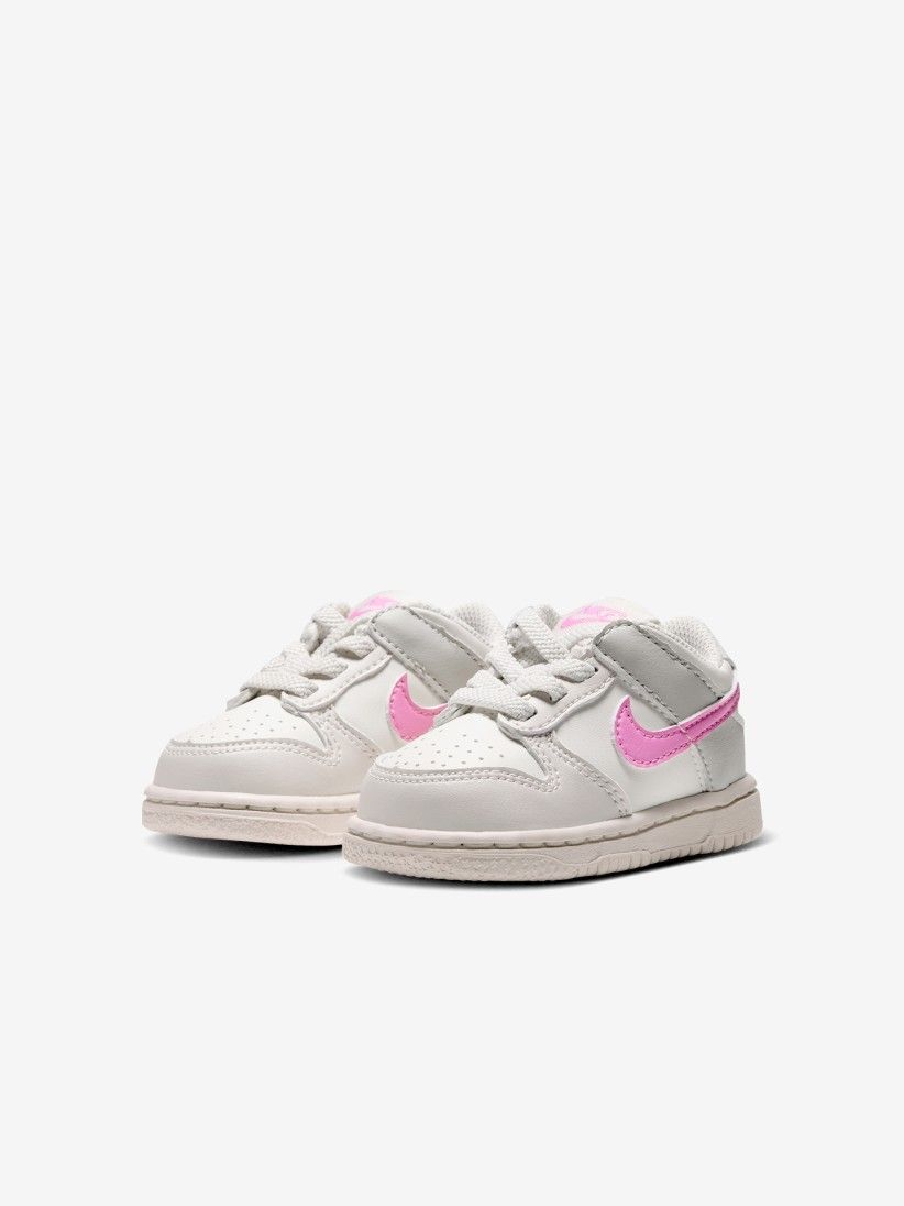 Sapatilhas Nike Dunk Low Cinzentas, Brancas e Rosa Para Beb�