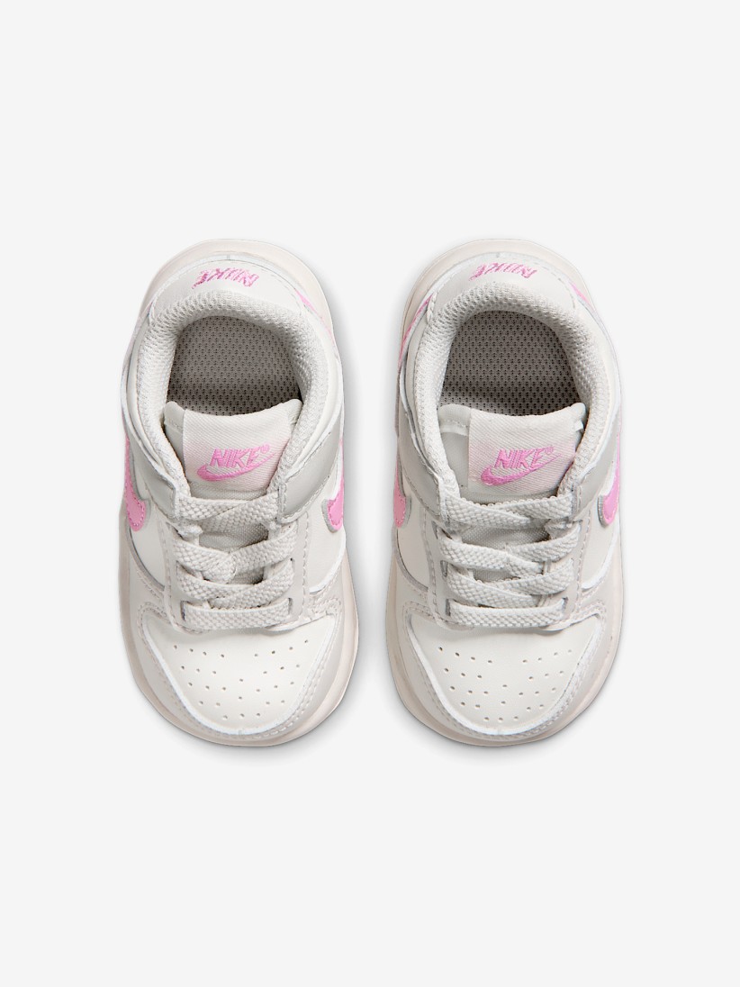 Sapatilhas Nike Dunk Low Cinzentas, Brancas e Rosa Para Beb�