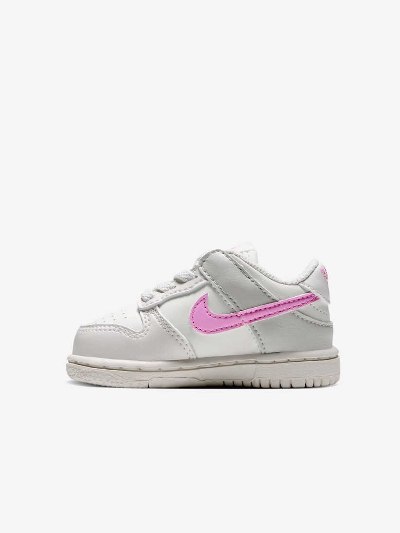 Sapatilhas Nike Dunk Low Cinzentas, Brancas e Rosa Para Beb�
