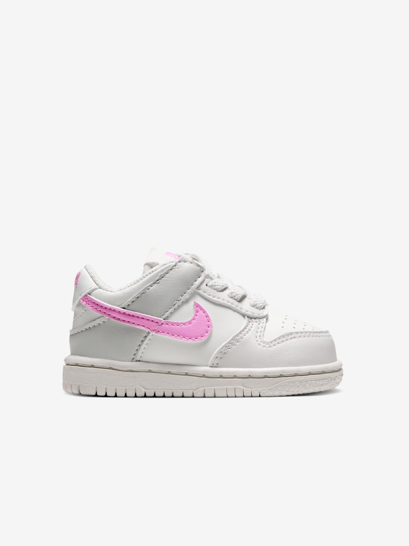Sapatilhas Nike Dunk Low Cinzentas, Brancas e Rosa Para Beb�