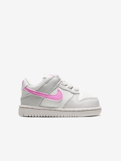 Sapatilhas Nike Dunk Low Cinzentas, Brancas e Rosa Para Beb�